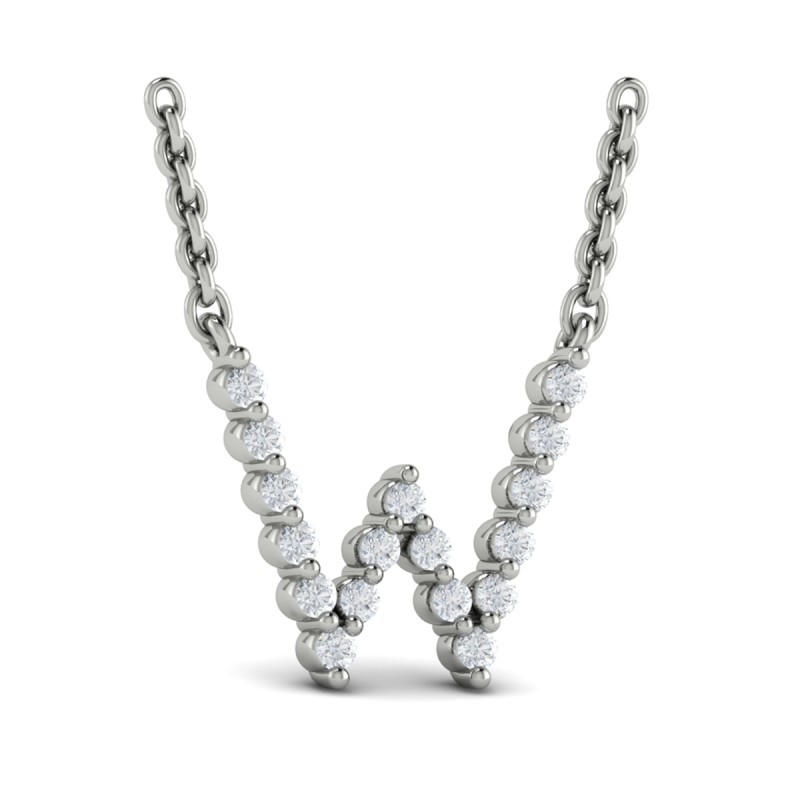 Diamond Alphabet Pendant Necklace, W
