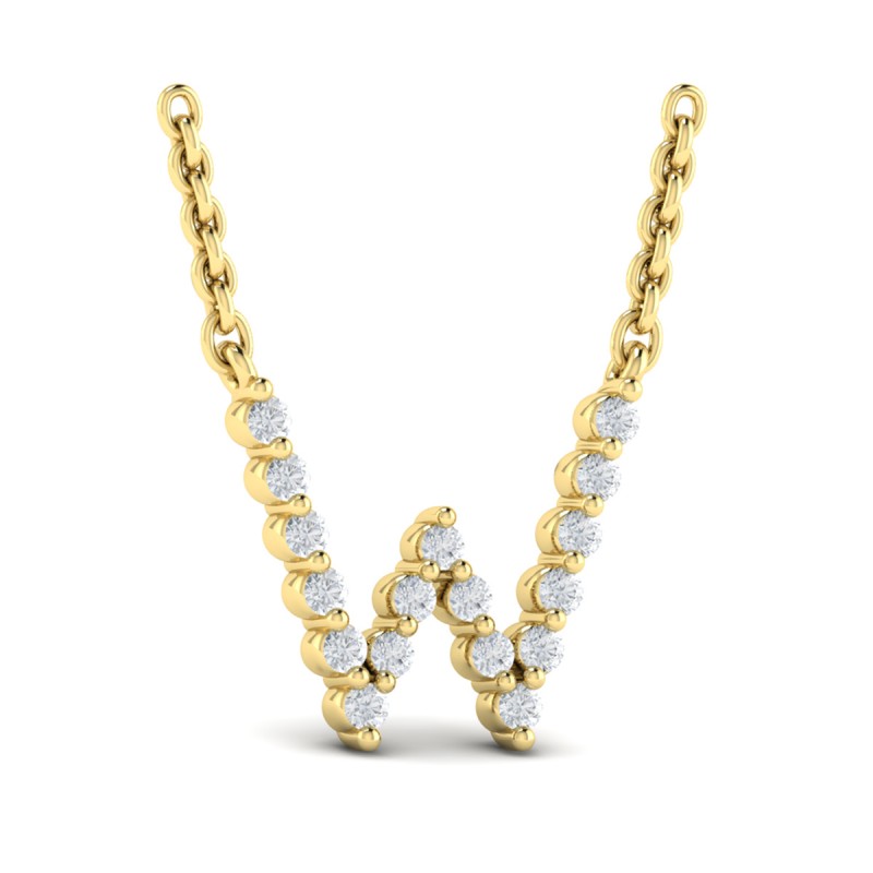 Diamond Alphabet Pendant Necklace, W