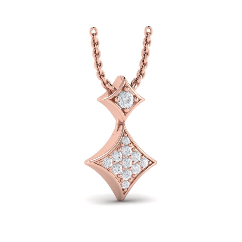 Diamond Cluster Double Vlora Star Pendant Necklace