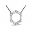 Diamond Baguette Open Honeycomb Pendant Necklace
