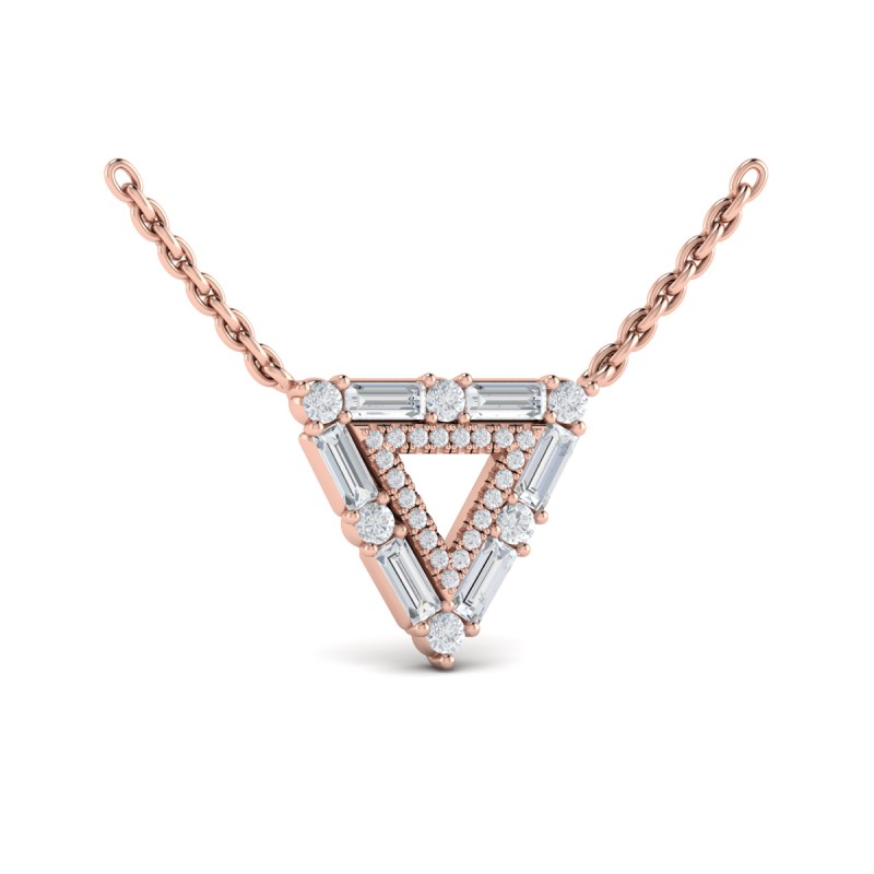 Diamond Baguette Double Trinity Necklace
