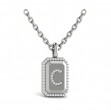 Diamond Medallion Alphabet Pendant Link Necklace, C