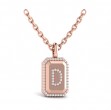 Diamond Medallion Alphabet Pendant Link Necklace, D