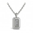 Diamond Medallion Alphabet Pendant Link Necklace, F
