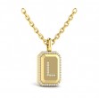 Diamond Medallion Alphabet Pendant Link Necklace, L