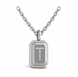 Diamond Medallion Alphabet Pendant Link Necklace, T