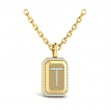 Diamond Medallion Alphabet Pendant Link Necklace, T