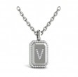 Diamond Medallion Alphabet Pendant Link Necklace, V