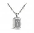Diamond Medallion Alphabet Pendant Link Necklace, Y