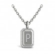 Diamond Medallion Alphabet Pendant Link Necklace, P