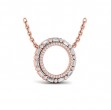 Diamond Baguette Double Open Circle Pendant Necklace