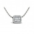 Diamond Baguette Halo Pendant Necklace
