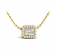 Diamond Baguette Halo Pendant Necklace