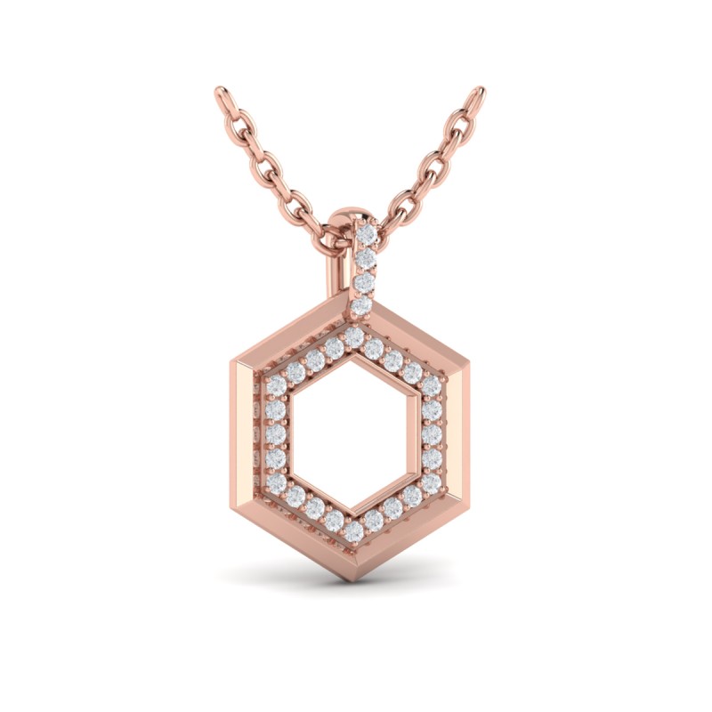 Diamond Open Honeycomb Pendant Necklace