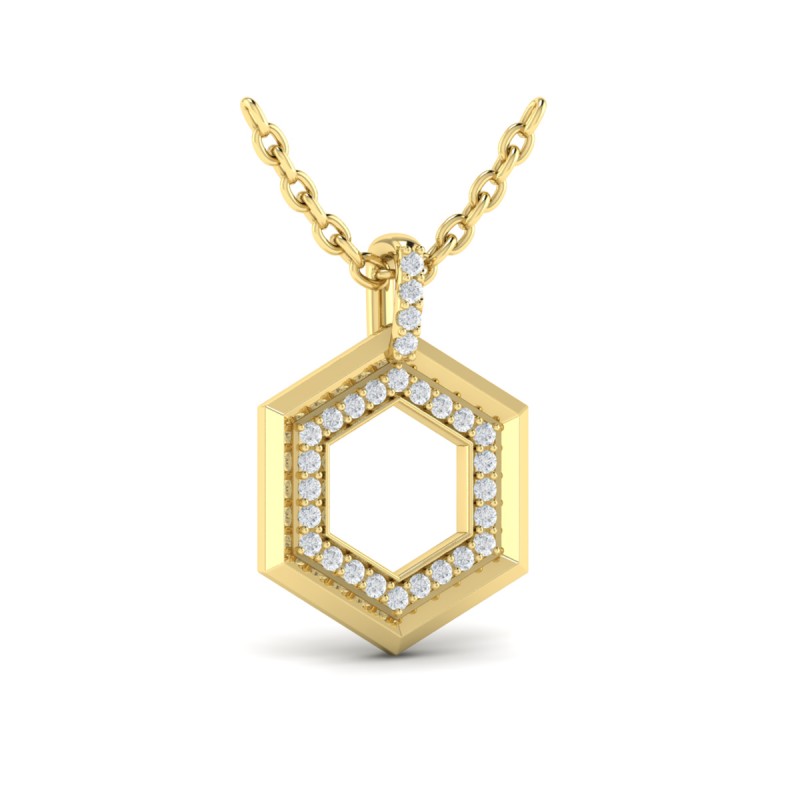 Diamond Open Honeycomb Pendant Necklace