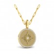 Center Starburst Diamond and Bezel Pendant Necklace