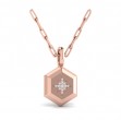 Center Starburst Diamond and Bezel Hexagon Pendant Necklace