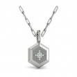 Center Starburst Diamond and Bezel Hexagon Pendant Necklace