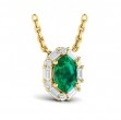 Oval Emerald and Diamond Baguette Pendant