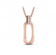 Diamond Accent North South Open Oval Pendant with Link Necklace