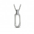Diamond Accent North South Open Oval Pendant with Link Necklace