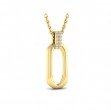 Diamond Accent North South Open Oval Pendant with Link Necklace