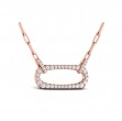 Diamond Accent East West Open Oval Pendant with Link Necklace