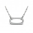 Diamond Accent East West Open Oval Pendant with Link Necklace