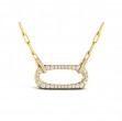 Diamond Accent East West Open Oval Pendant with Link Necklace
