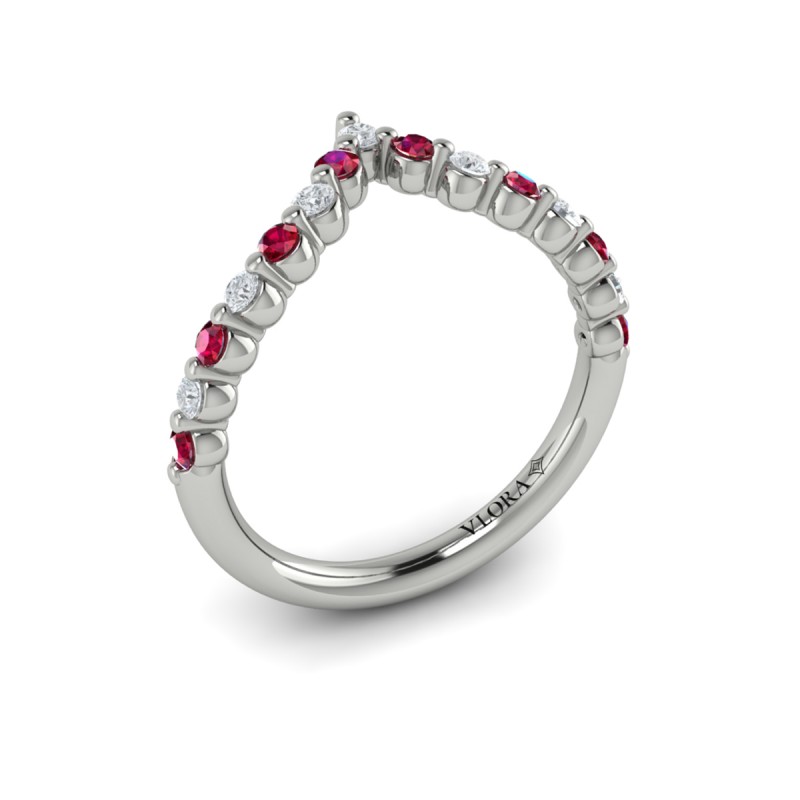 Diamond and Ruby Chevron Ring