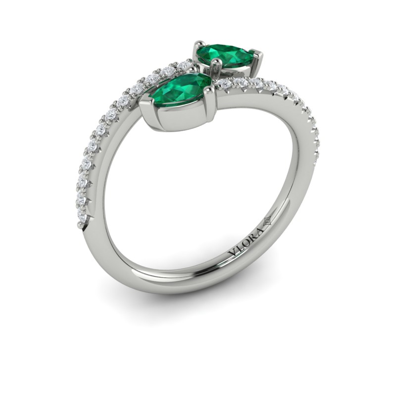 Diamond and Pear Emerald Wrap Ring