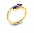 Diamond and Pear Blue Sapphire Wrap Ring