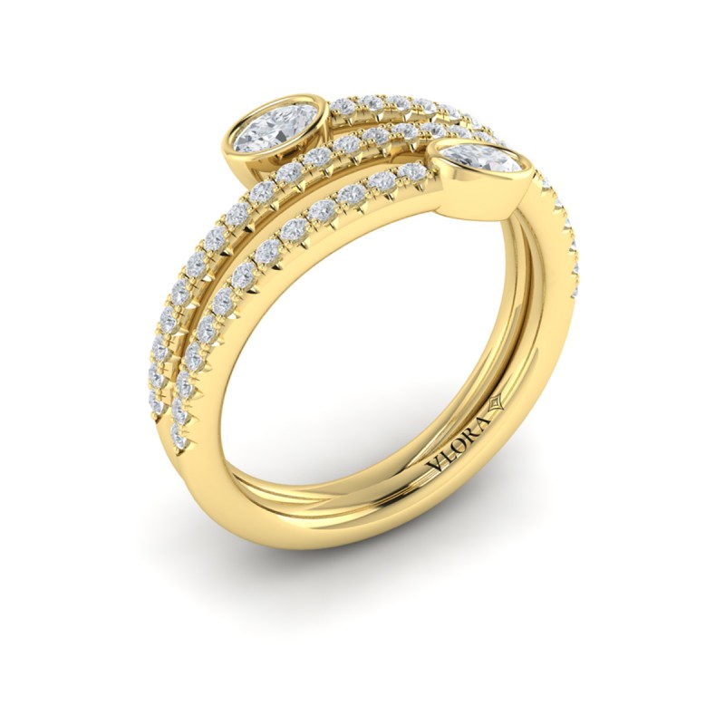 Diamond Three Row Oval Diamond Wrap Ring
