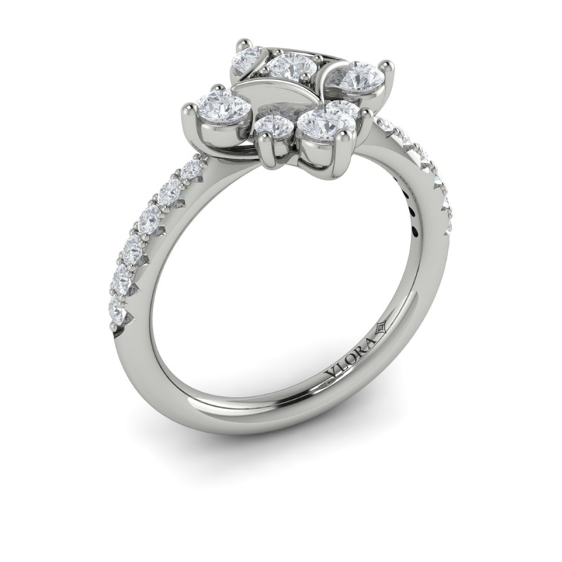 Floating Diamond Floral and Vlora Star Ring