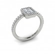 Diamond Halo with Diamond Baguettes Ring