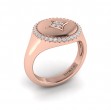 Center Star Diamonds and Bezel Signet Ring