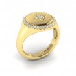 Center Star Diamonds and Bezel Signet Ring