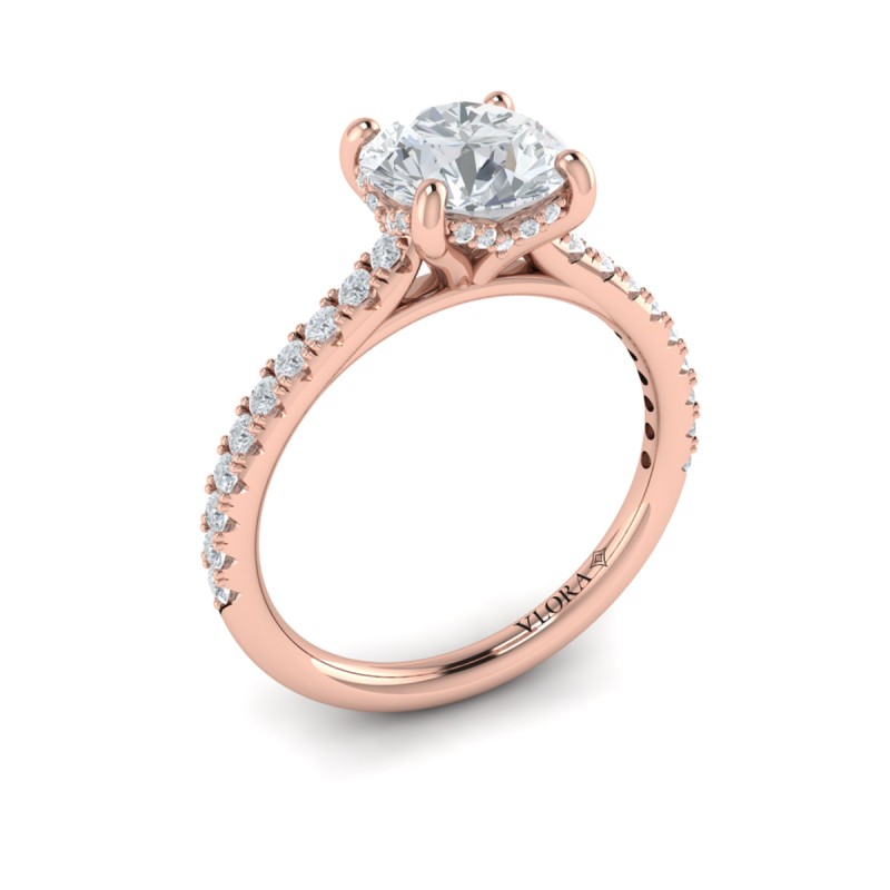 Classic Cathedral Engagement Ring with a Hidden Halo