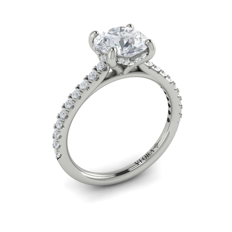 Classic Cathedral Engagement Ring with a Hidden Halo