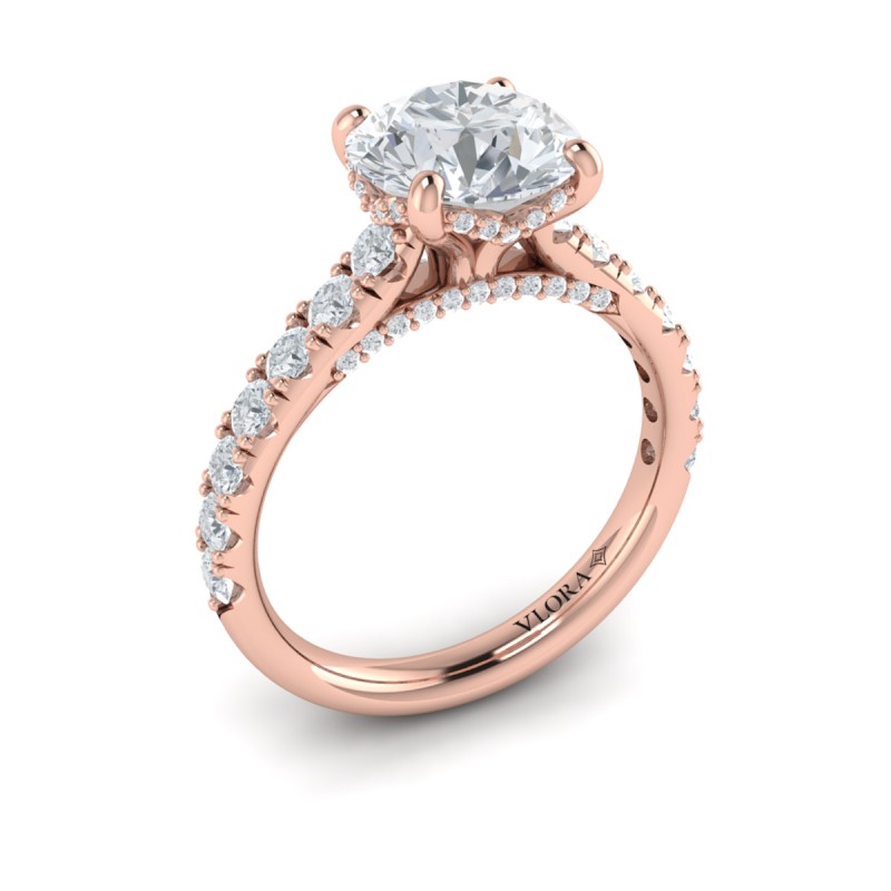 Timeless Cathedral Engagement Ring with Hidden Halo