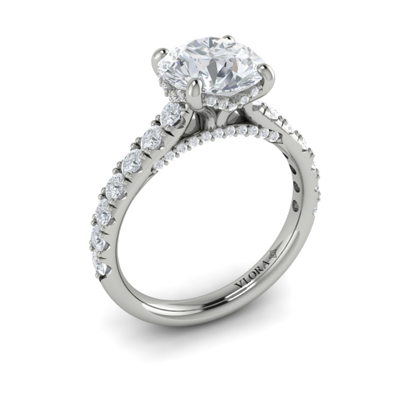 Timeless Cathedral Engagement Ring with Hidden Halo
