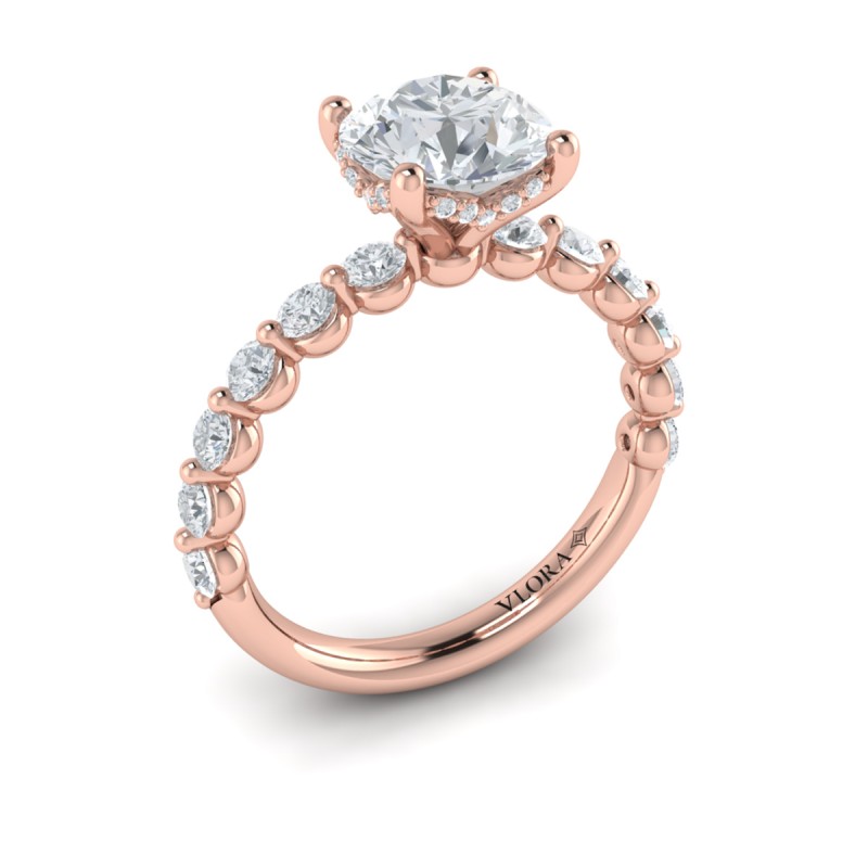 Classic Round Engagement Ring with Floating Diamond Band