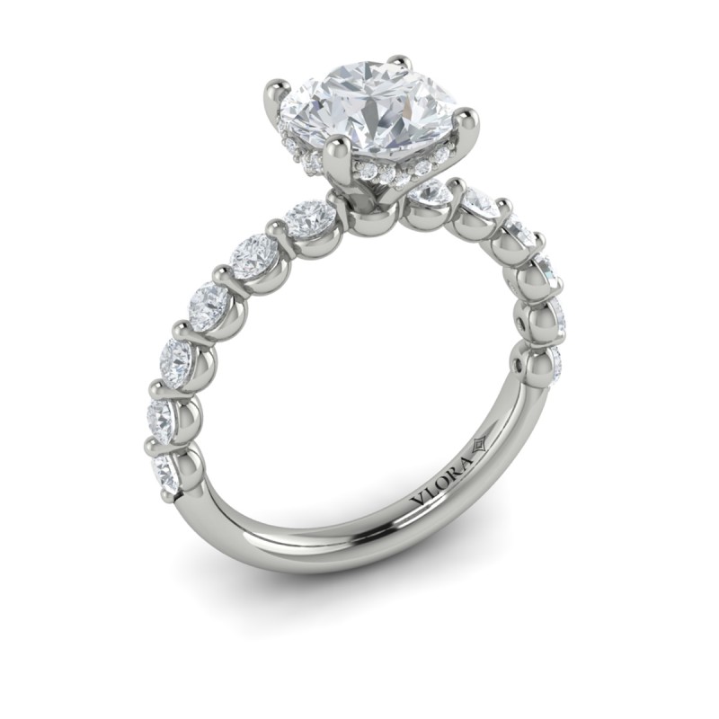 Classic Round Engagement Ring with Floating Diamond Band