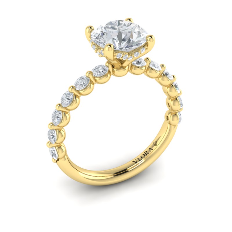 Classic Round Engagement Ring with Floating Diamond Band
