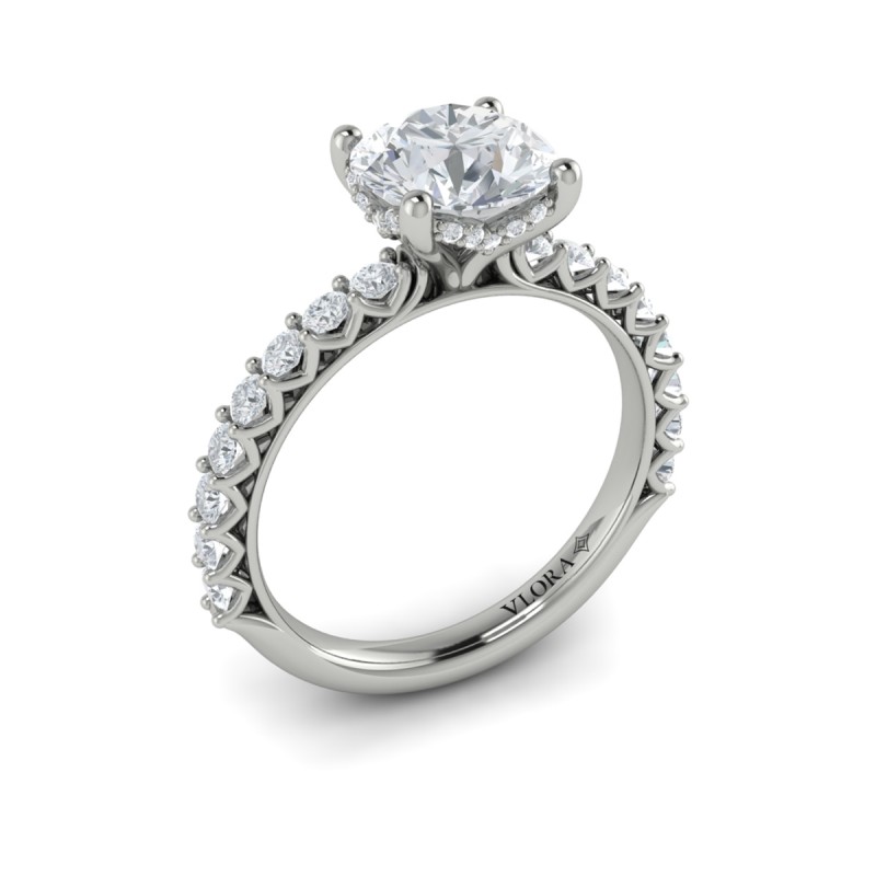 Woven Elegance Hidden Halo Round Engagement Ring