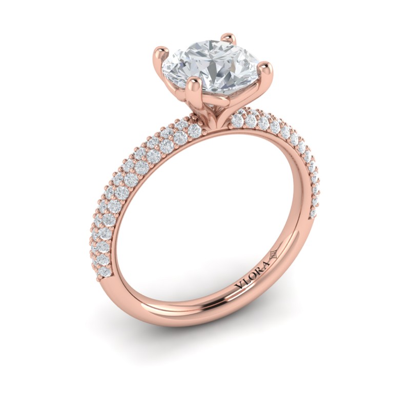 Shimmering Engagement Ring with Micropave Band
