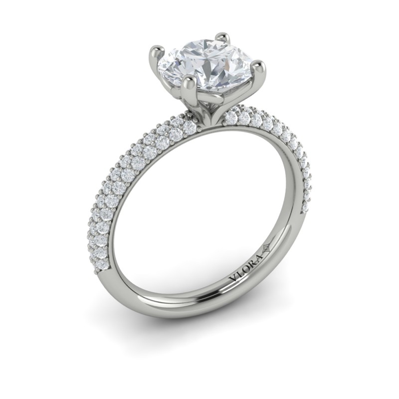 Shimmering Engagement Ring with Micropave Band