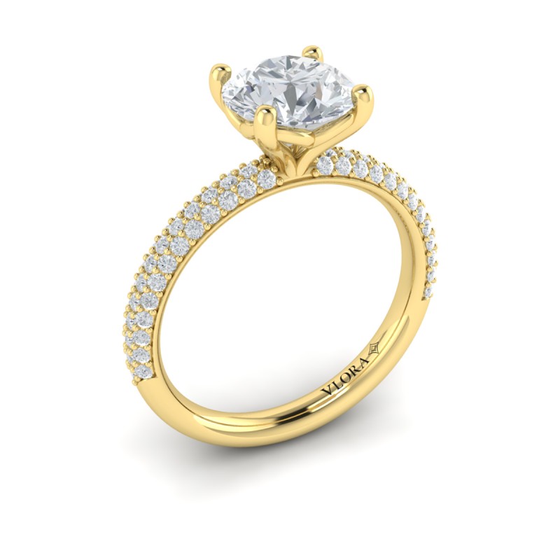 Shimmering Engagement Ring with Micropave Band