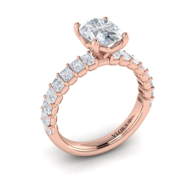 Eterna Oval Engagement Ring with Emerald Cut Band