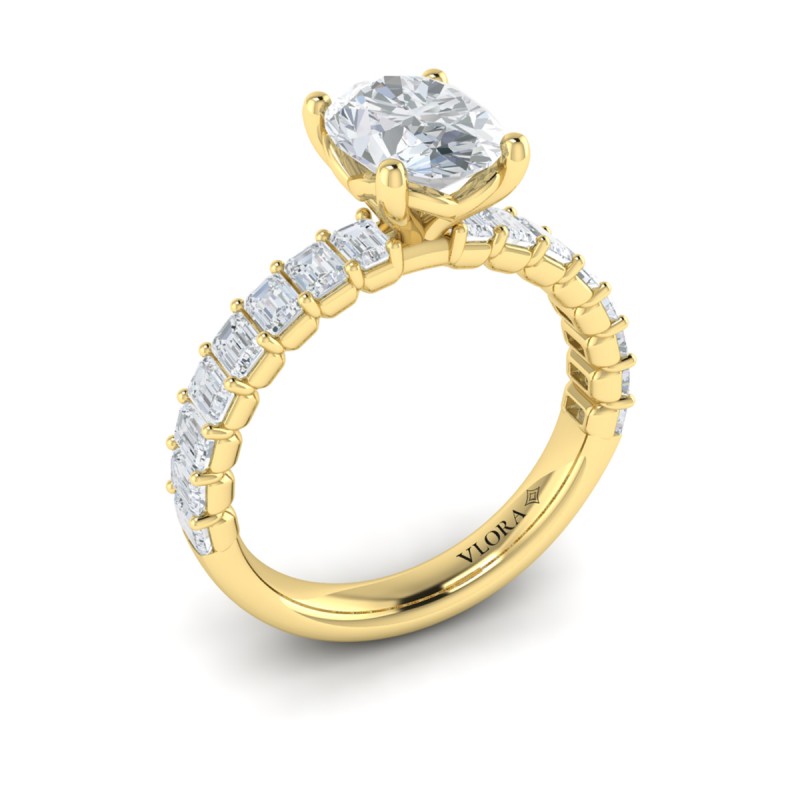 Eterna Oval Engagement Ring with Emerald Cut Band